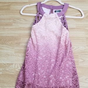 Ombre Pink Lace Sparkly Tank